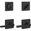image:imageSchlage FB55N G LAT 622 COL Single Cylinder Deadbolt and Keyed Entry Latitude Lever with Collins Trim Matte BlackPack of 1