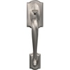image:imageSchlage FE285 CAM 619 FLA LH Camelot Front Entry Handleset with LeftHanded Flair Lever Lower Half Grip Satin NickelSatin Nickel