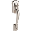 image:imageSchlage FE285 CAM 619 FLA LH Camelot Front Entry Handleset with LeftHanded Flair Lever Lower Half Grip Satin NickelSatin Nickel