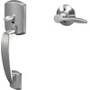 image:imageSchlage FE285 GRW 622 DEL LH Greenwich Front Entry Handleset with Left Handed Delfayo Door Lever Lower Half Grip Matte BlackBright Chrome
