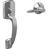 image:imageSchlage FE285 GRW 622 DEL LH Greenwich Front Entry Handleset with Left Handed Delfayo Door Lever Lower Half Grip Matte BlackBright Chrome