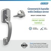 image:imageSchlage FE285 GRW 622 DEL LH Greenwich Front Entry Handleset with Left Handed Delfayo Door Lever Lower Half Grip Matte BlackBright Chrome