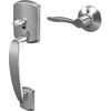 image:imageSchlage FE285 GRW 622 DEL LH Greenwich Front Entry Handleset with Left Handed Delfayo Door Lever Lower Half Grip Matte BlackBright Chrome