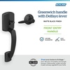 image:imageSchlage FE285 GRW 622 DEL LH Greenwich Front Entry Handleset with Left Handed Delfayo Door Lever Lower Half Grip Matte BlackMatte Black