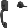image:imageSchlage FE285 GRW 622 DEL LH Greenwich Front Entry Handleset with Left Handed Delfayo Door Lever Lower Half Grip Matte BlackMatte Black