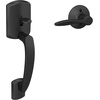 image:imageSchlage FE285 GRW 622 DEL LH Greenwich Front Entry Handleset with Left Handed Delfayo Door Lever Lower Half Grip Matte BlackMatte Black