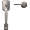 image:imageSchlage FE285 GRW 622 DEL LH Greenwich Front Entry Handleset with Left Handed Delfayo Door Lever Lower Half Grip Matte BlackSatin Nickel