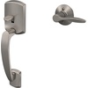 image:imageSchlage FE285 GRW 622 DEL LH Greenwich Front Entry Handleset with Left Handed Delfayo Door Lever Lower Half Grip Matte BlackSatin Nickel