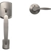 image:imageSchlage FE285 GRW 622 DEL LH Greenwich Front Entry Handleset with Left Handed Delfayo Door Lever Lower Half Grip Matte BlackSatin Nickel