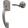 image:imageSchlage FE285 GRW 622 DEL LH Greenwich Front Entry Handleset with Left Handed Delfayo Door Lever Lower Half Grip Matte BlackSatin Nickel
