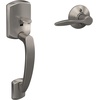 image:imageSchlage FE285 GRW 622 DEL LH Greenwich Front Entry Handleset with Left Handed Delfayo Door Lever Lower Half Grip Matte BlackSatin Nickel
