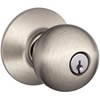 image:imageSCHLAGE F51A ORB 619 Orbit Knob Keyed Entry Lock Satin Nickel