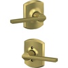 image:imageSchlage F10 LAT 608 GRW Latitude Door Lever with Greenwich Trim Hall amp Closet Passage Lock Satin Brass