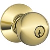 image:imageSchlage F51A ORB 605 Orbit Knob Keyed Entry Lock Bright Brass