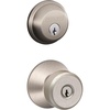 image:imageSchlage FB50 N V BWE 619 Single Cylinder Deadbolt and Keyed Entry Bowery Knob Satin NickelPack of 1