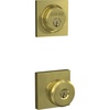 image:imageSchlage FB55N V BWE 608 COL Single Cylinder Deadbolt and Keyed Entry Bowery Knob with Collins Trim Satin Brass