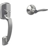 image:imageSchlage FE285 GRW 622 DEL LH Greenwich Front Entry Handleset with Left Handed Delfayo Door Lever Lower Half Grip Matte BlackBright Chrome