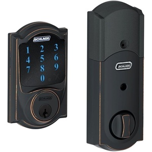 image:imageSCHLAGE BE469NX Camelot Electronic Touchscreen Deadbolt C Keyway with 12344 Latch 10116 Strike Bright Brass FinishAged Bronze