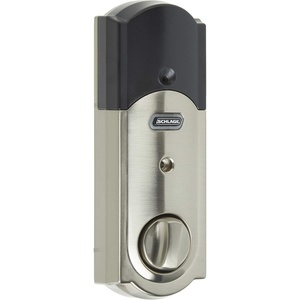 image:imageSCHLAGE BE469NX Camelot Electronic Touchscreen Deadbolt C Keyway with 12344 Latch 10116 Strike Bright Brass FinishSatin Nickel