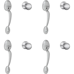 image:imageSCHLAGE Scht9Schlage FE285 PLY 626 ORB Plymouth Trim Lower Half Front Entry Handleset with Orbit Knob Satin ChromePack of 4