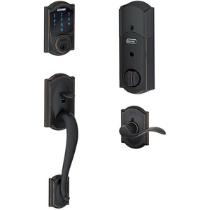 image:imageSCHLAGE ZWave Connect Camelot Touchscreen Deadbolt with BuiltIn Alarm Works with Amazon Alexa via Wink Aged Bronze FE469NX ACC 716 CAM LHAged Bronze