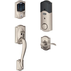 image:imageSCHLAGE ZWave Connect Camelot Touchscreen Deadbolt with BuiltIn Alarm Works with Amazon Alexa via Wink Aged Bronze FE469NX ACC 716 CAM LHSatin Nickel