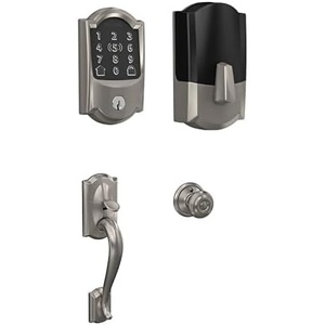 image:imageSchlage Encode Plus WiFi Smart Lock with Camelot Handleset Entry Set for Front Door Unlock with Apple Watch Satin Nickel