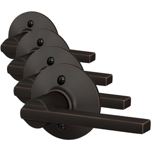 image:imageSchlage F10 LAT 619 Latitude Door Lever Hall amp Closet Passage Lock Satin NickelAged Bronze