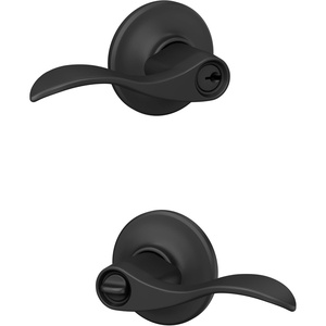 image:imageSchlage F51A Acc 622 COH Accent Door Lever with Cohen Trim Keyed Entry Lock Matte Black
