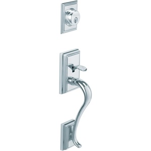 image:imageSchlage F58 ADD 505 Addison Exterior Handleset with Deadbolt Aged Bronze Exterior Half OnlyBright Chrome