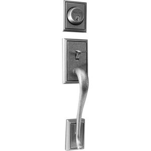 image:imageSchlage F58 ADD 505 Addison Exterior Handleset with Deadbolt Aged Bronze Exterior Half OnlyDistressed Nickel