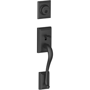 image:imageSchlage F58 ADD 505 Addison Exterior Handleset with Deadbolt Aged Bronze Exterior Half OnlyMatte Black