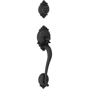 image:imageSchlage F58 BRK 716 Brookshire Exterior Handleset with Deadbolt Aged Bronze Exterior Half OnlyAged Bronze