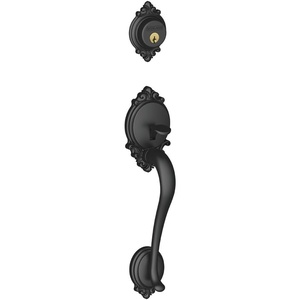 image:imageSchlage F58 BRK 716 Brookshire Exterior Handleset with Deadbolt Aged Bronze Exterior Half OnlyMatte Black