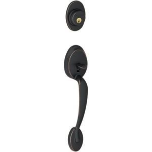 image:imageSchlage F58 PLY 716 Plymouth Exterior Handleset with Deadbolt Aged Bronze Exterior Half Only