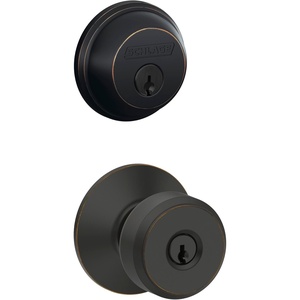 image:imageSchlage FB50 N V BWE 716 Single Cylinder Deadbolt and Keyed Entry Bowery Knob Aged BronzePack of 1