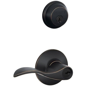 image:imageSchlage FB50N V Acc 716 Single Cylinder Deadbolt and Keyed Entry Accent Lever Aged BronzeNo Size