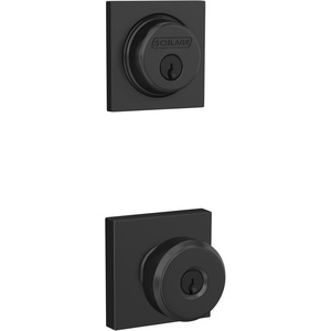 image:imageSchlage FB55 N G BWE 622 COL Single Cylinder Deadbolt and Keyed Entry Bowery Knob with Collins Trim Matte BlackPack of 1