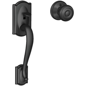 image:imageSchlage FE285 Camelot By Georgian Bottom Half Handleset with 16080 Latch and 10063 Strike Matte Black Finish
