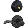 image:imageJSeries by Schlage Single Cylinder Deadbolt and Keyed Entry Seville Lever with Standard Trim Satin Nickel JC60 V SEV 619Aged Bronze