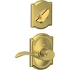 image:imageSchlage F59 ACC 608 CAM LH Interior Single Cylinder Deadbolt Left Hand Accent Lever with Camelot Trim Satin Brass Interior Half Only