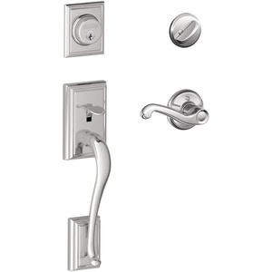 image:imageSCHLAGE Addison Single Cylinder Handleset and Right Hand Flair Lever Bright Chrome F60 ADD 625 FLA RH