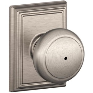 image:imageSCHLAGE F40 Andover with Addison Rose Privacy Lock with 16080 Latch 10027 Strike Satin Nickel Finish
