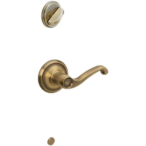 image:imageSchlage F59 FLA 609 LH Flair Interior LeftHanded Lever with Deadbolt Antique Brass Interior Half Only