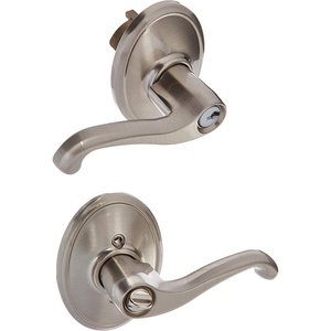image:imageSchlage Lock Company F51AFLA619WKF F51A Flair 619 WKF Wakefield Deco Rose Entry Door Lock Satin Nickel