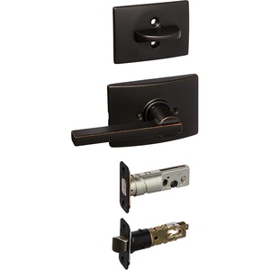 image:imageSchlage Lock Company F59LAT716CEN Aged Bronze FSeries Latitude Interior Pack Lever Set with Single Cylinder Deadbolt and Decorative Century Rose Interior Half Only