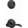 image:imageSchlage Deadbolt amp Door Handle Set Accent Lever Matte Black  Front door set with single cylinder deadbolt amp reversible entry lever Keyed alike Certified security amp durability 2 keysPack of 1