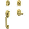 image:imageSchlage F60 RMN 608 DAV RMN Remsen Front Entry Handleset with Davlin Door Lever Deadbolt Keyed 1 Side Satin BrassSatin Brass