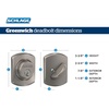 image:imageSchlage Greenwich Single Cylinder Front Door Deadbolt Satin Brass  Single cylinder deadbolt with keyed outside amp thumbturn inside Universal fit Highest residential security amp durability