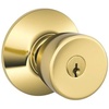 image:imageSCHLAGE F51A BEL 505 605 Bell Knob Keyed Entry Lock Bright Brass  Keyed entry door knob with turnbutton lock Easy to install Certified security amp durability Universal fit 2 keys